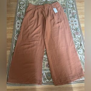 High Rise Wide Leg Pants- Brown, 16